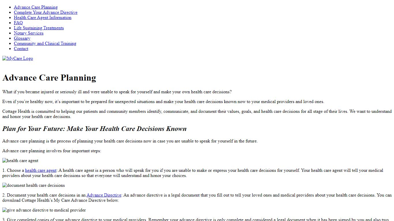 MyCare | Advance Directive Program at Cottage Health